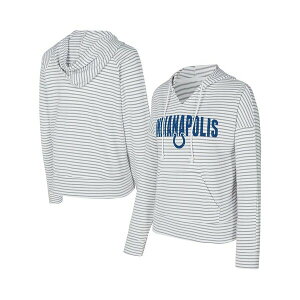 RZvgX|[c fB[X p[J[EXEFbgVc AE^[ Women's White/Gray Indianapolis Colts Liftoff Striped V-Neck Hoodie White, Gray