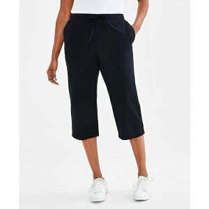 �X�^�C���A���h�R�[ ���f�B�[�X �J�W���A���p���c �{�g���X Women's Mid Rise Capri Sweatpants, Created for Macy's Deep Black