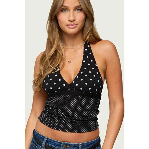 �G�f�B�N�e�b�h ���f�B�[�X �J�b�g�\�[ �g�b�v�X Women's Ginny Mixed Polka Dot Halter Top Black-and-white