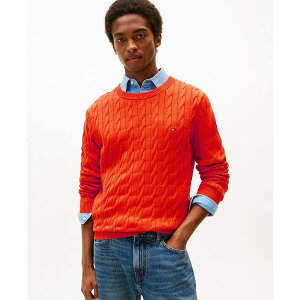 �g�~�[ �q���t�B�K�[ �����Y �j�b�g&�Z�[�^�[ �A�E�^�[ Men's Classic Cable Crewneck Sweater Brilliant Orange
