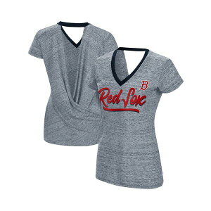 �^�b�` ���f�B�[�X �J�b�g�\�[ �g�b�v�X Women's Gray Boston Red Sox Halftime Back Wrap Top V-Neck T-shirt Gray