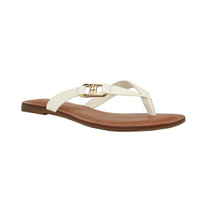 g~[ qtBK[ fB[X T_ V[Y Women's Liande Logo Flat Thong Sandal White
