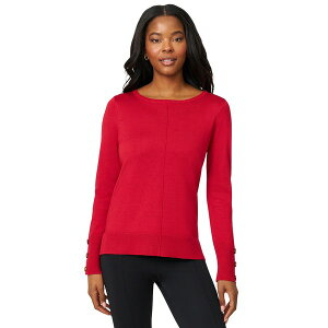 �����b�T �y�C�W ���f�B�[�X �j�b�g&�Z�[�^�[ �A�E�^�[ Women's Button-Cuff Lightweight Tunic Sweater Red