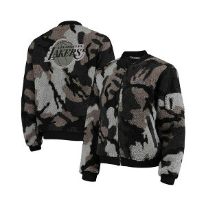 U Ch RNeBu fB[X WPbgu] AE^[ Women's Black Los Angeles Lakers Camo Sherpa Full-Zip Bomber Jacket Black