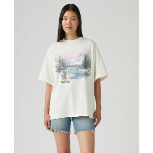 ���[�o�C�X ���f�B�[�X �J�b�g�\�[ �g�b�v�X Women's Graphic Short Stack T-Shirt Silver Cowboy By The Lake Egret