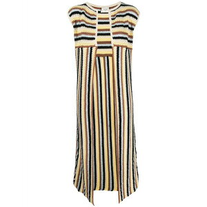 �A���W ���f�B�[�X �R�[�g �A�E�^�[ Stripe-pattern knitted gilet Brown