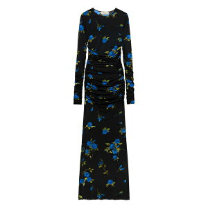 �u���}���� ���f�B�[�X �����s�[�X �g�b�v�X Ruched floral maxi dress Black