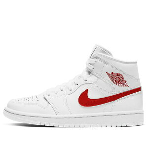 Jordan �W���[�_�� ���f�B�[�X �X�j�[�J�[ �y(WMNS) Air Jordan 1 Mid 'White University Red' BQ6472-106�z �T�C�Y US_8.5(25.5cm)