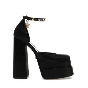 Versace ���F���T�[�` ���f�B�[�X �X�j�[�J�[ �yVersace Medusa Aevitas 155mm Platform Pumps Black Satin�z �T�C�Y EU_38(24cm) Black/Gold