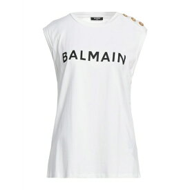 【送料無料】 バルマン レディース Tシャツ トップス T-shirts White