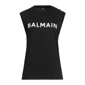 【送料無料】 バルマン レディース Tシャツ トップス T-shirts Black