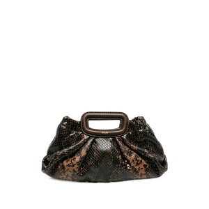 �}�[�W�� ���f�B�[�X �n���h�o�b�O �o�b�O Snake-effect leather clutch bag Brown