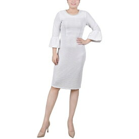 ニューヨークコレクション レディース ワンピース トップス Petite 3/4 Length Imitation Pearl Detail Dress White