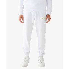 トゥルーレリジョン メンズ カジュアルパンツ ボトムス Men's Shine Arch Logo Classic Jogger Pants Optic White