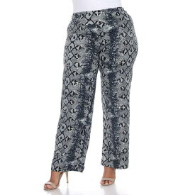 ホワイトマーク レディース カジュアルパンツ ボトムス Plus Size Printed Palazzo Pants Gray Cheetah