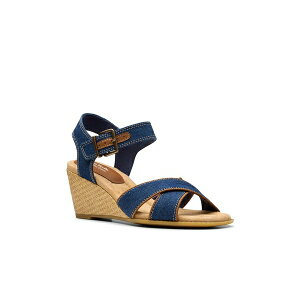 N[NX fB[X T_ V[Y Collection Women's Emmalae Iris Wedge Sandals Dark Denim Textile