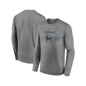 �W���[�_�� �����Y �V���c �g�b�v�X Men's Heather Gray Michigan Wolverines 2024 On-Court Basketball Practice Legend Performance Long Sleeve T-Shirt Heather Gray