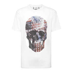 �t�B���b�v�v���C�� �����Y T�V���c �g�b�v�X Skull america t-shirt White