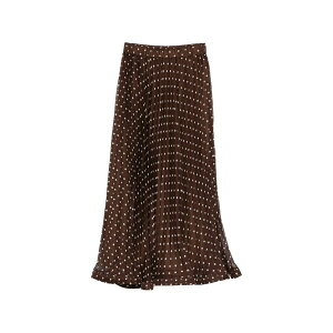 �p���b�V�� ���f�B�[�X �X�J�[�g �{�g���X Polka-dot pleated maxi skirt Brown