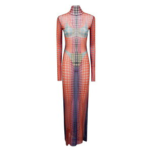 �W�����|�[�� �S���`�G ���f�B�[�X �����s�[�X �g�b�v�X Turtleneck polka-dot maxi dress Orange