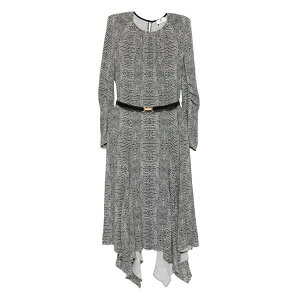�G���U�x�X�t�����L ���f�B�[�X �����s�[�X �g�b�v�X Python-print belted asymmetric dress Black