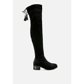 ロンンドンラグ レディース ブーツ シューズ Rumple Velvet Over The Knee Clear Heel Boots Black