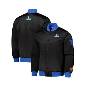 �~�b�`�F��&�l�X �����Y �W���P�b�g���u���]�� �A�E�^�[ Men's Black Minnesota Timberwolves Hardwood Classics Team OG 3.0 Lightweight Satin Full-Snap Jacket Black