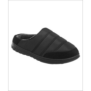EFU[v[t Y T_ V[Y Men's Nylon Puffer Clog with Microplush Lining Indoor-Outdoor Sole Slipper Black