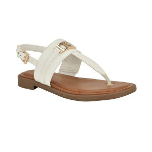トミー ヒルフィガー レディース サンダル シューズ Women's Carree T-Strap Flat Sandals White