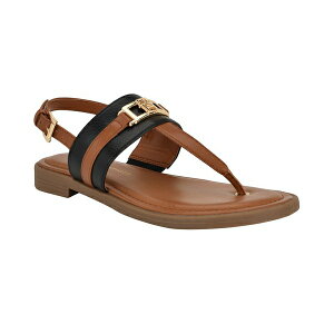 g~[ qtBK[ fB[X T_ V[Y Women's Carree T-Strap Flat Sandals Black/Brown