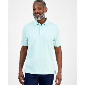Nu[ Y Vc gbvX Men's Short Sleeve Printed-Trim Woven Performance Polo Shirt, Exclusively at Macy's Lt/pas Grn