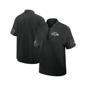 �i�C�L �����Y �W���P�b�g���u���]�� �A�E�^�[ Men's Black Baltimore Ravens Sideline Short Sleeve Quarter-Zip Performance Coach Jacket Black