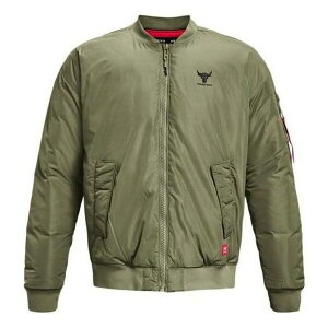 Under Armour A_[A[}[ Y Xj[J[ yUnder Armour Project Rock Insulated Bomber Jacket 'Military Green' 1374425-346z TCY US_M_M