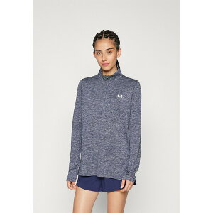 A_[A[}[ fB[X TVc gbvX TECH 1/2 ZIP TWIST - Long sleeved top - midnight navy/white