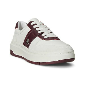 ラルフローレン レディース スニーカー シューズ Women's Harlie Lace Up Sneakers Snow White, Bianco, Dark Garnet