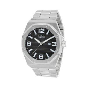 CrN^ Y rv ANZT[ Men's 45781 Huracan Quartz 3 Hand Black Dial Watch Silver