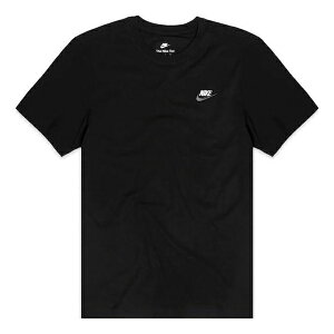 Nike iCL Y Xj[J[ yNike Sportswear Club Embroidered Logo Solid Color Round Neck Short Sleeve Black AR4997-014z TCY US_M_L