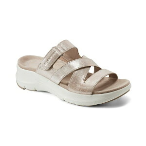 bN|[g fB[X T_ V[Y Women's Qwyn Slip-On Strappy Casual Wedge Sandals Silver Leather
