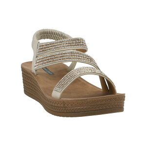 W[V[V[Y fB[X T_ V[Y Women's Ruby Embellished Cross Strap Wedge Sandals Gold