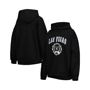 g~[ qtBK[ fB[X p[J[EXEFbgVc AE^[ Women's Black Las Vegas Raiders Becca Drop Shoulder Pullover Hoodie Black