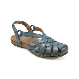 A[X fB[X T_ V[Y Women's Berri Woven Casual Round Toe Slip-on Sandals Moroccan Blue Leather