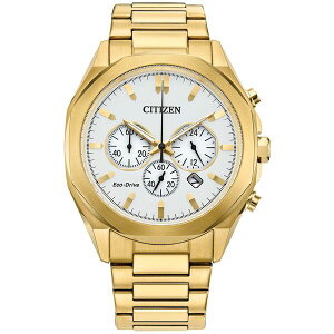 V`Y Y uXbgEoOEANbg ANZT[ Eco-Drive Men's Chronograph Gold-Tone Stainless Steel Bracelet Watch 41mm No Color