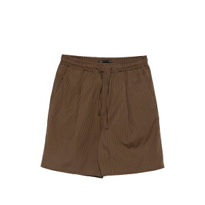 ���E�u�����h �����Y �J�W���A���p���c �{�g���X Tokyo pinstriped pleated shorts Brown