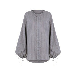 ���x���g�R���[�i ���f�B�[�X �V���c �g�b�v�X Pinstripe-pattern puff-sleeve cotton blouse Brown