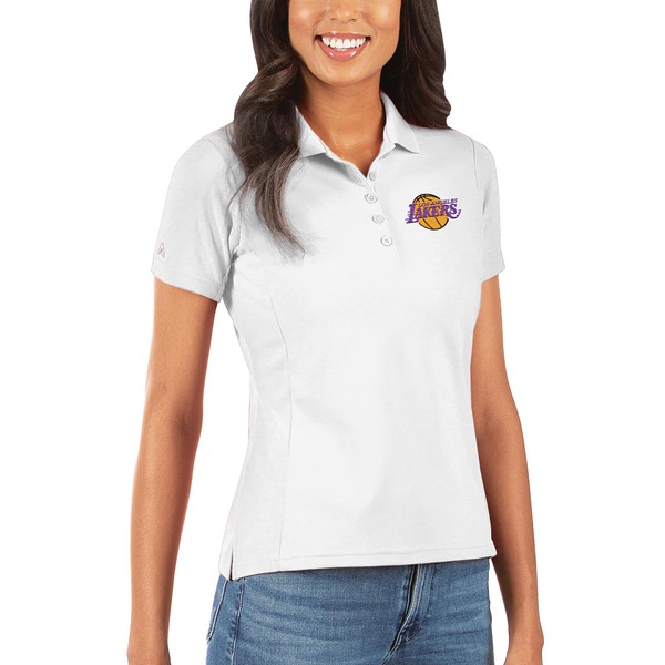 本物保証 ブランド品 アンティグア レディース ポロシャツ White 全商品無料サイズ交換 トップス Los Polo Legacy Lakers Pique Antigua Women's Angeles