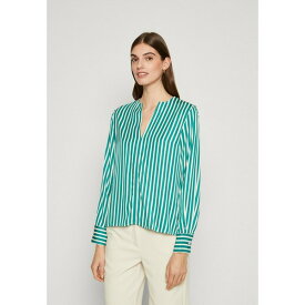 トミー ヒルフィガー レディース シャツ トップス FLUID STRIPE V NECK BLOUSE - Long sleeved top - olympic green