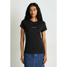 カルバンクライン レディース Tシャツ トップス CLASSIC SLIM CREW INSTITUTIONAL - Basic T-shirt - black