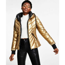 ゲス レディース ジャケット＆ブルゾン アウター Women's Metallic Quilted Hooded Puffer Coat, Created for Macy's Gold