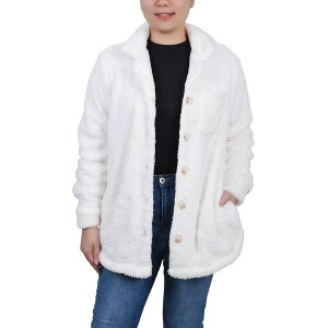 j[[NRNV Y WPbgu] AE^[ Petite Long Sleeve Button Front Sherpa Jacket Ivory