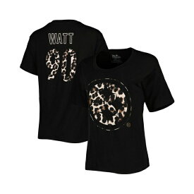 マジェスティック レディース Tシャツ トップス Women's Threads T.J. Watt Black Pittsburgh Steelers Leopard Player Name and Number Tri-Blend T-shirt Black